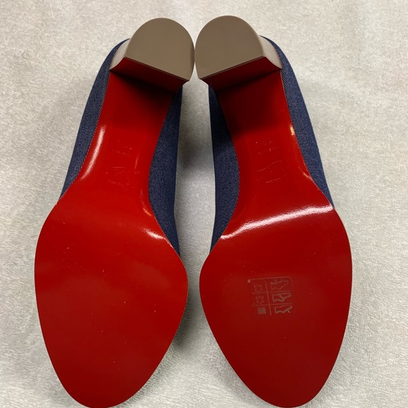 Christian Louboutin London Buche 85 Denim Block Heels Pumps - Picture 8 of 12